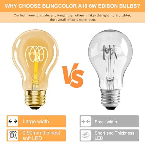 E26 Dimmable A19 Vintage 6W LED Edison Light Bulbs 60 Watt Equivalent (2 Count)