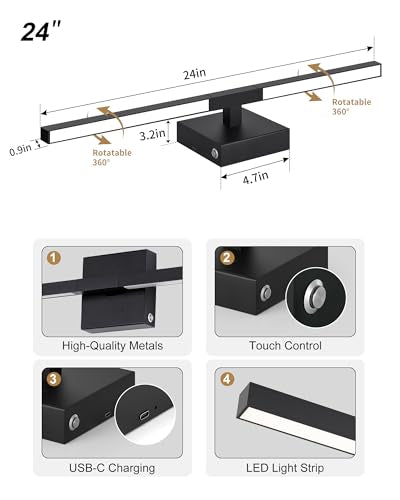 Black Battery Operated Wall Sconce with Remote Control 8000mAh (2 Count)