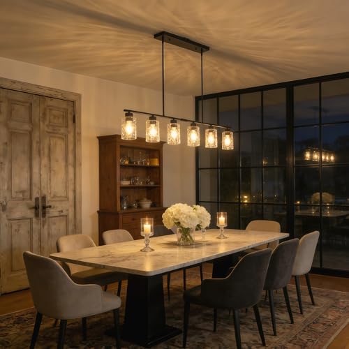 6 Light 45" Wide Dining Room Light Fixture