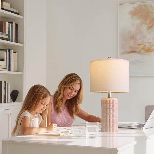 20.75" Pink Ceramic Table Lamps Set of 2 (2 Count)
