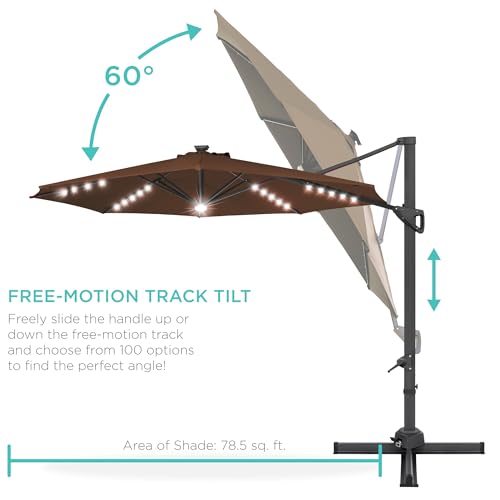 10ft Solar LED Cantilever Patio Umbrella