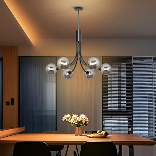 Mid Century Modern Chandelier 6 Light Sputnik Dining Room Light Fixture
