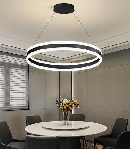 D23.6'' Modern Ring Chandelier for Dining Room LED Dimmable Pendant Lighting High Ceiling Chandelier for Living Room Foyer Bedroom Entryway 3000K
