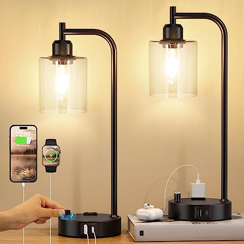 Industrial Nightstand Lamps for Bedrooms Set of 2 (2 Count)