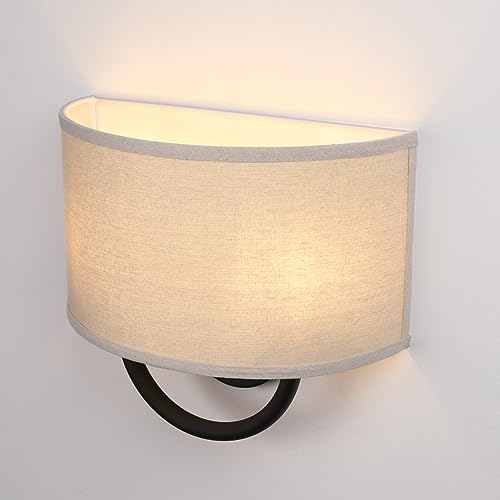 Industrial 2 Lights Wall Sconce Fixtures with Linen Fabric Shade