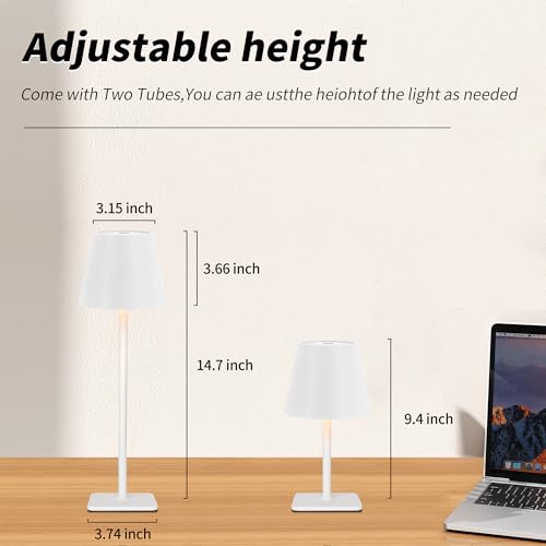 Outdoor Waterproof Cordless Wireless Rechargeable Portable Top Touch Battery Operated Powered LED Table Lamp Desk Lamp Lights for Restaurant Kitchen Patio Dinner Dining