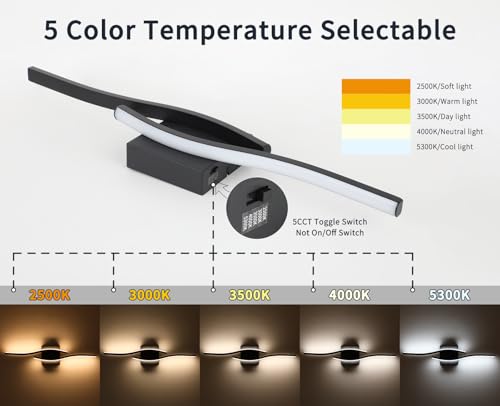 Vanity Light for Bathroom Lighting Fixtures Over Mirror Black Dimmable 5CCT Vanity Lighting Fixture Modern Bath Vanity Lights Bar 23 Inch Led Bathroom Sconces