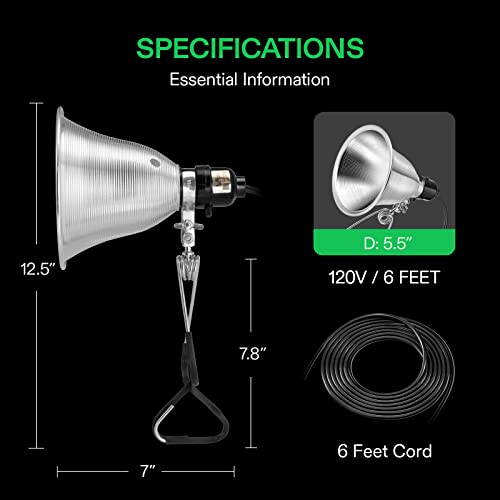 2 Pack Clamp Lamp Light with Detachable 5.5 Inch Aluminum Reflector (2 Count)