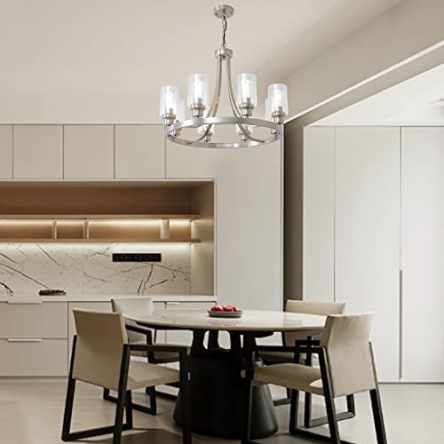 Modern Brushed Nickel Chandelier 8 Lights