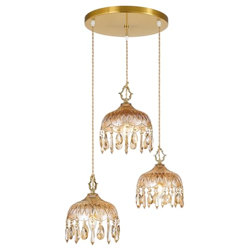 3 Light Glass Pendant Light Crystal Hanging Light Fixtures