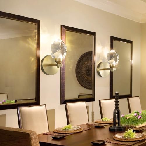 Set of 2 Gold Wall Sconces Modern Crystal Vanity Lighting for Bathroom Bedroom Living Room Entryway Wall Light Hallway Dining Room Lights Wall Mount Lighting Fixture Warm Light (2 Count)