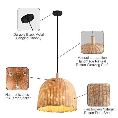 17.7" Rattan Pendant Light (3 Count)