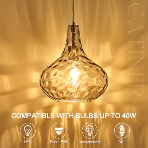 11" Smoked Hammered Glass Pendant Light