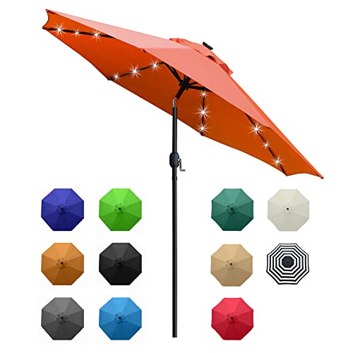 9' Solar LED Patio Umbrella