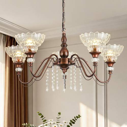 5 Light Vintage Chandelier in Antique Red Bronze Finish with Flower (5-Light / Antique Red Bronze)