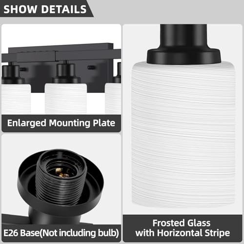 10 Light Bathroom Vanity Lights Over Mirror 65.4 inch Black (10 Count)