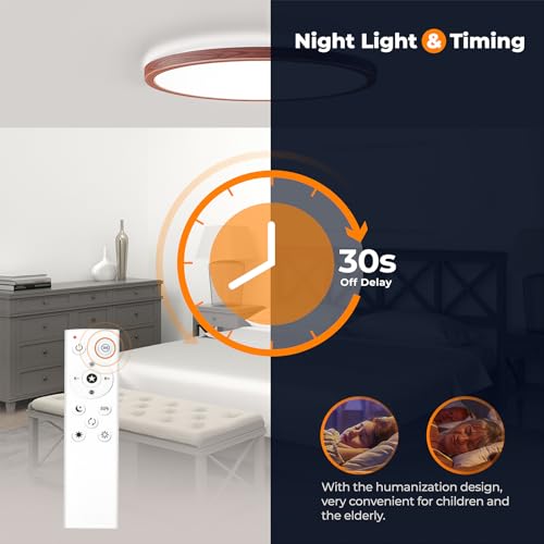 LED Flush Mount Ceiling Light Fixture with Remote Control