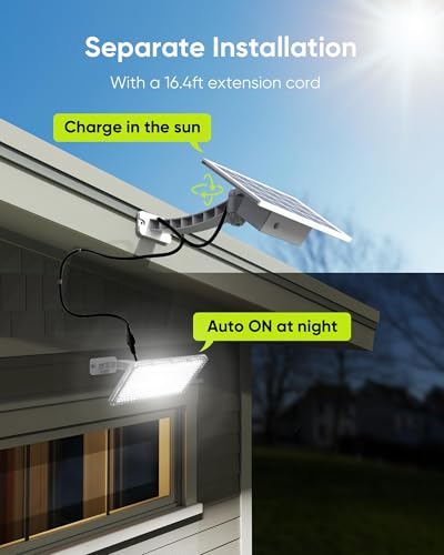 Solar Dusk to Dawn Light Outdoor 1000 Lumens 299 LED White 1 Pack
