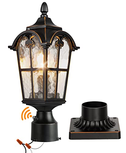 Hardwired 120V Dusk to Dawn Outdoor Post Light Black Roman