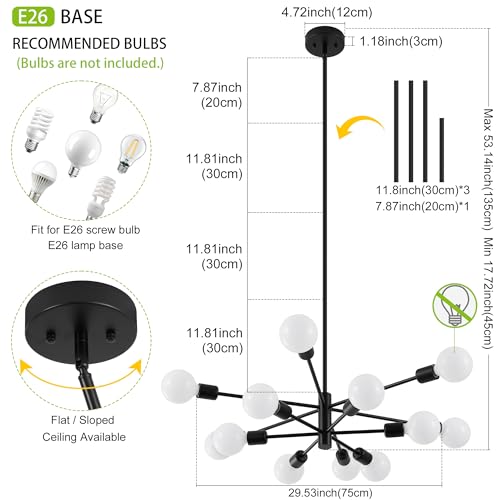 Chandeliers for Dining Room Black 12
