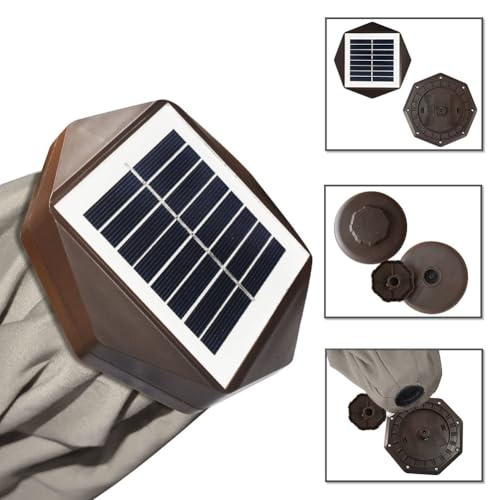 USA 10-Year-Non-Fading 10ft Market Patio Umbrella, Commercial Grade Table Sun Umbrella with 80 Solar LED Lights, Crank Open, Windproof & UPF 50+ UV Protection for Garden, Deck, Pool, Backyard, Taupe