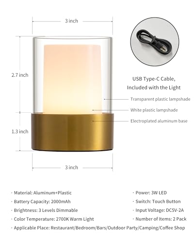 4" Bronze Cordless Table Lamp Set of 2 (2 Count)