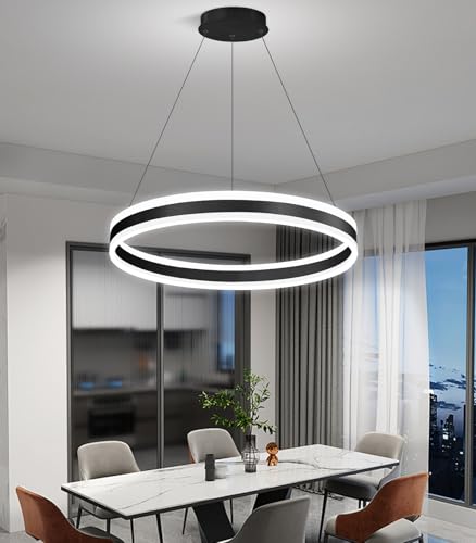 D23.6'' Modern Ring Chandelier for Dining Room LED Dimmable Pendant Lighting High Ceiling Chandelier for Living Room Foyer Bedroom Entryway 3000K