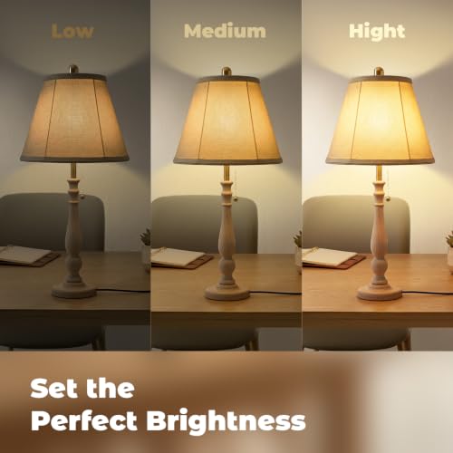 Farmhouse Table Lamps Rustic Bedroom Lamps 24.41" Wood Bedside Lamp