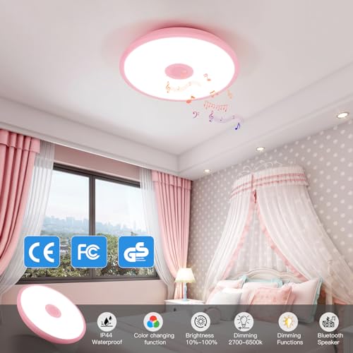 Pink Waterproof LED Flush Mount Ceiling Light Fixture