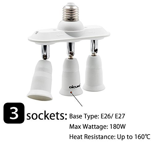 Light Socket Splitter 3 Way Adapter