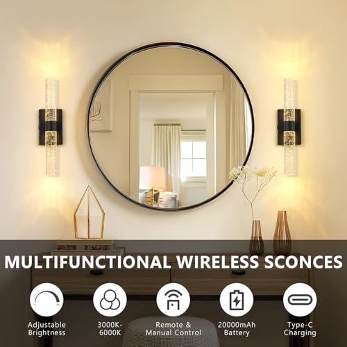 Battery Operated Wall Sconces Set of 2 (2 Count)