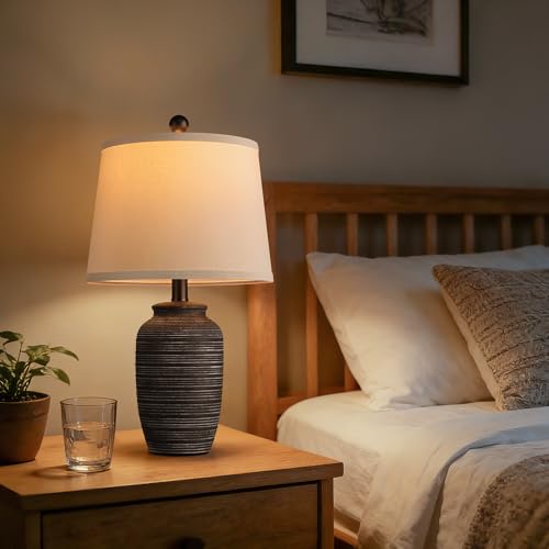 Bedside Lamps Set of 2 with Linen Lampshade (2 Count)