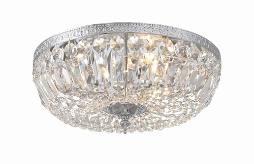 3 Light Spectra Crystal Polished Chrome Flush Mount