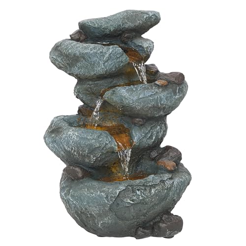 TZL418 14" 3 Tier Rock Fountain with LED Lights