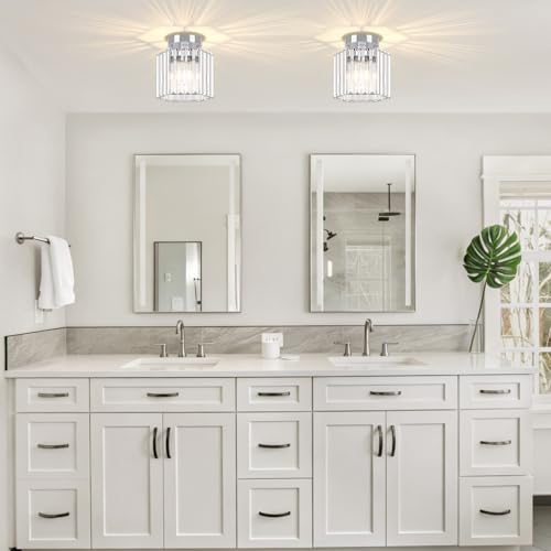 2 Pack Modern Crystal Ceiling Lights Chrome Entryway Light Fixture (2 Count)