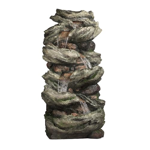 WIN1424 81" 5 Tier Rock Water Fountain with LED Lights