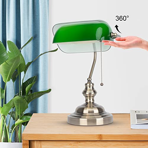 Green Glass Bankers Desk Lamp