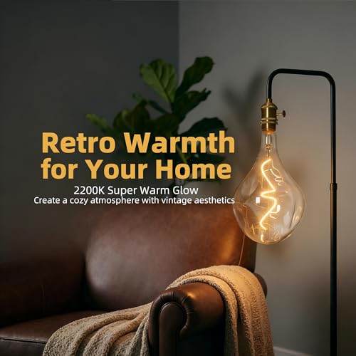 Oversized Irregular Vintage LEDEdison Bulbs Dimmable 2200K 5W Amber E26 1PK