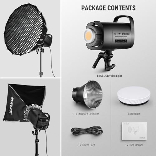 CB120B 120W LED Video Light with 2.4G&APP Control COB Bi Color 2700K