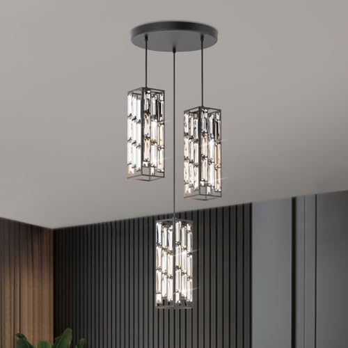 Modern 3 Light Crystal Pendant Light Fixture Kitchen Island