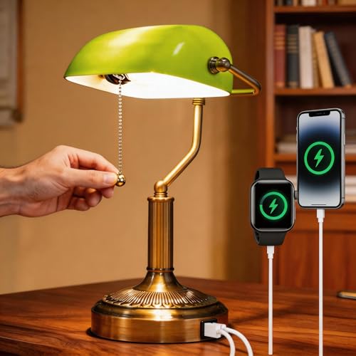Bankers Lamp with USB&Type