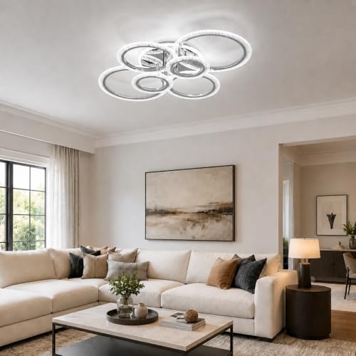 Modern LED Flush Mount Ceiling Light with Remote