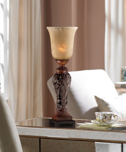Gianmarco 24" High Table Lamp Double Bronze Brown Leaf Console Alabaster