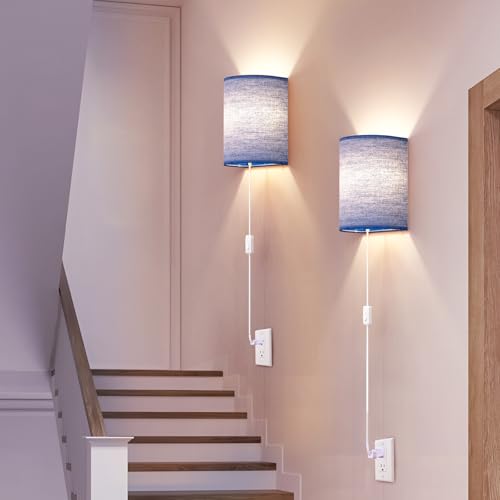 Plug in Wall Sconces Set of Two Wall Lights with On (2 Count)