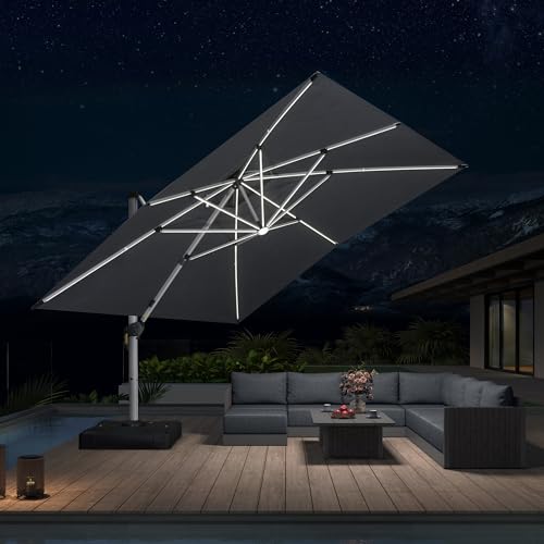 Patio Umbrella 12'X12' Double Top Solar LEDlight