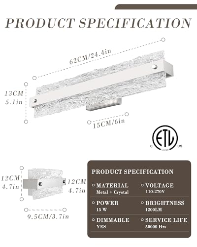 Modern LED Bathroom Vanity Light Fixture Over Mirror