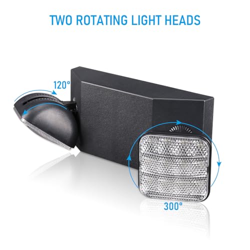 2 Pack LED Emergency Lights with Battery Backup UL Listed Black (2 Count)