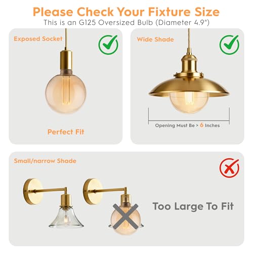 Globe Decorative Light Bulb Vintage Edison LED Soft Warm Amber G125