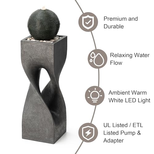 Modern Geometric Outdoor Water Fountain with LED Light