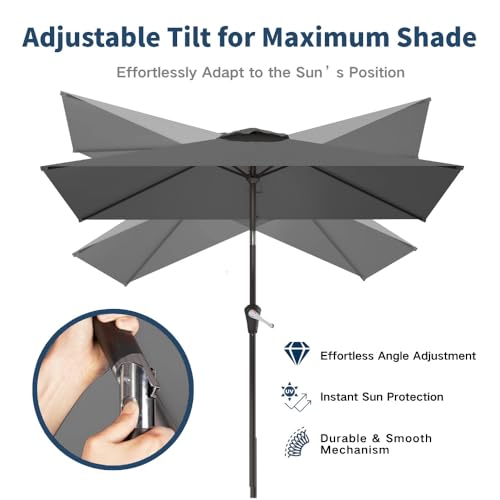 6.5' x 10' Rectangular Patio Umbrella Large Outdoor Market Umbrella w